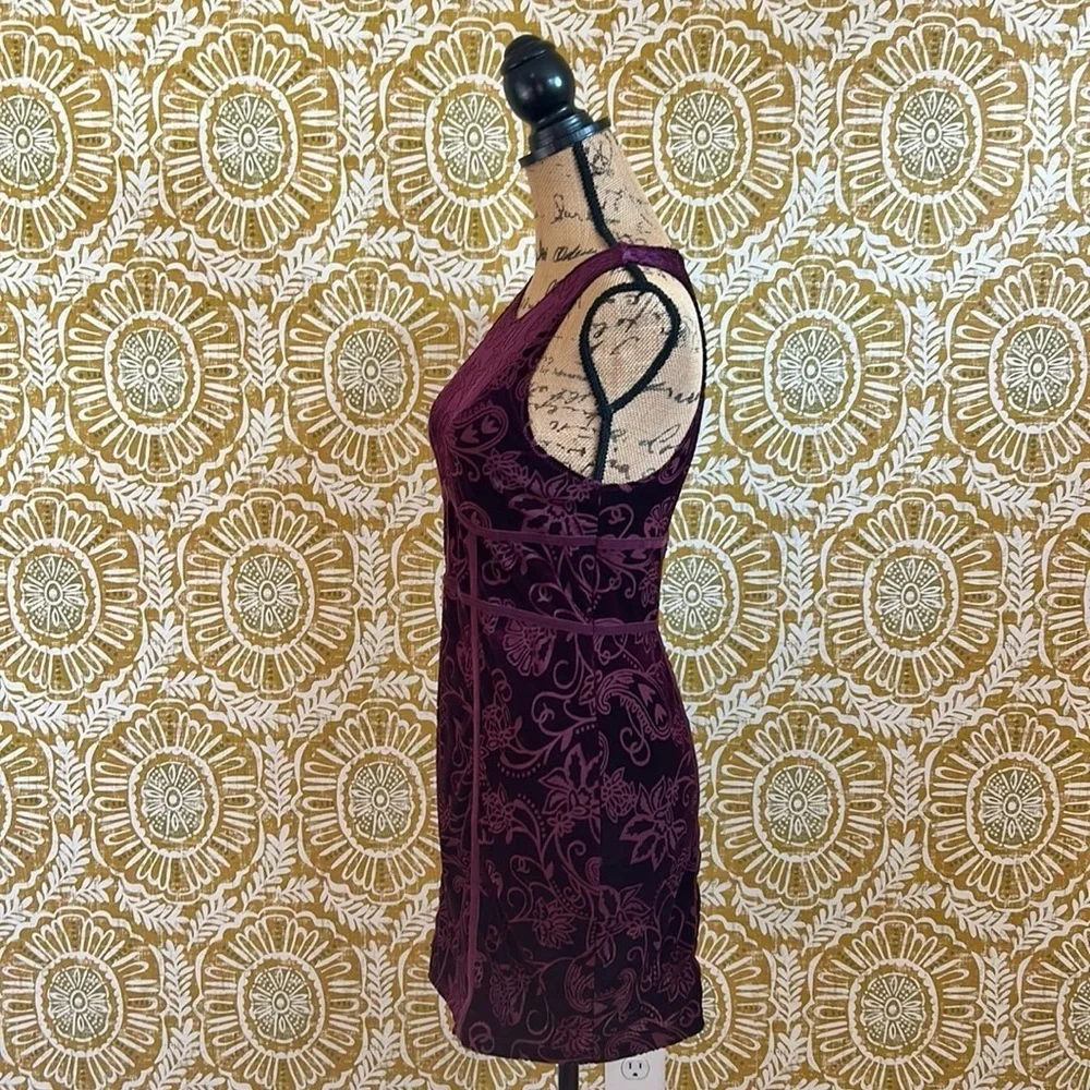 Free People Burnout Babe Velvet Floral Sleeveless Bodycon Mini Dress Rio Vino M